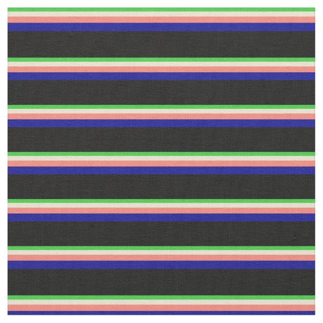 Tecido Verde limão, bege, salmão, azul escuro e preto (Detalhe)