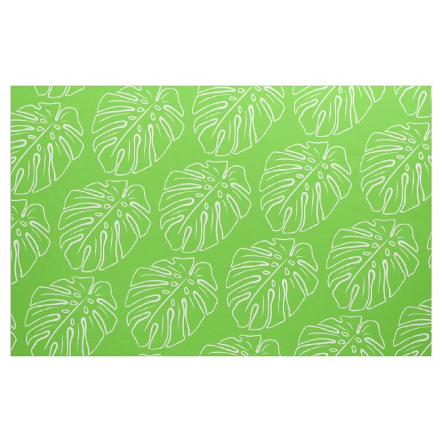 Tecido Verde limão De Folha Tropical Branca (Fat Quarter)