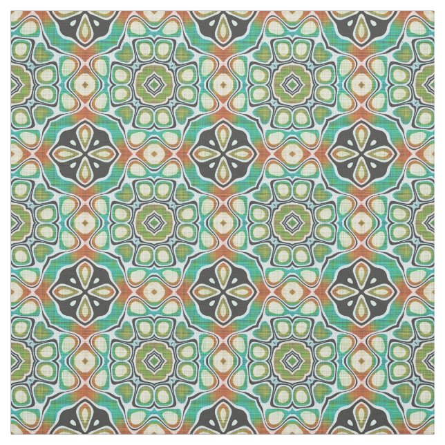 Tecido Verde limão Laranja Turquoise Bali Batik Padrão (Modelo)