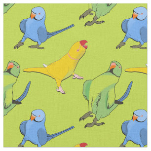 Tecido Verde limão Papagaio Playful Indiano Ringneck Patt