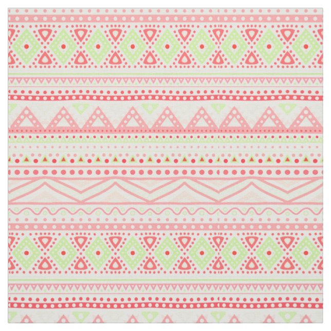 Tecido Verde limão rosa vermelho coral Aztec Zigzag Padrã (Modelo)