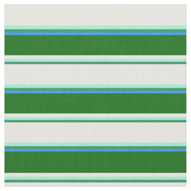 Tecido Verde-Mar, Aquamarine, Creme-Casa, Verde e Azul (Detalhe)