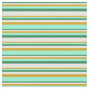 Tecido Verde marinho, Branco, Goldenrod e Aquamarine