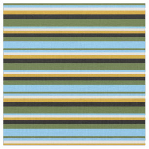 Tecido Verde-oliva, Azul, Nata-Nata, Goldenrod e Preto