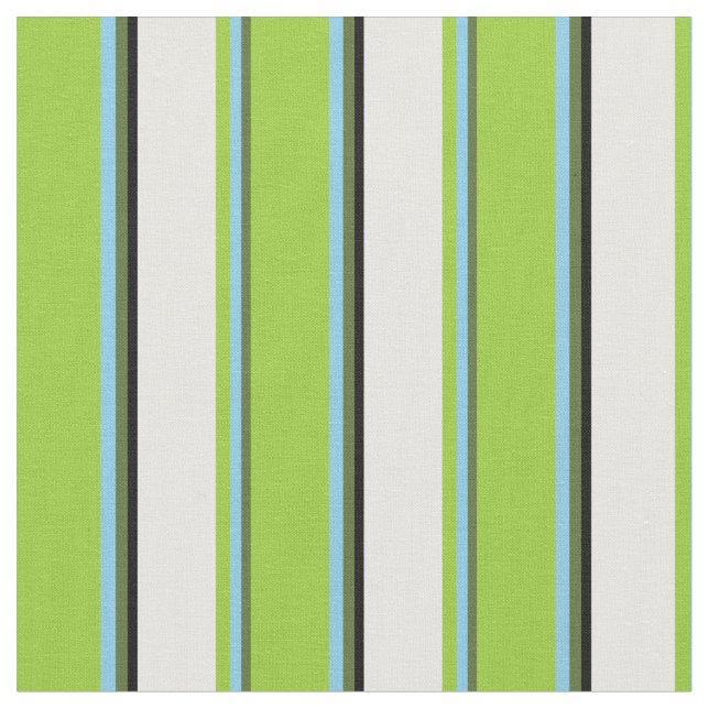 Tecido Verde-oliva Escuro, Azul-Céu, Verde, Branco e Pret (Detalhe)