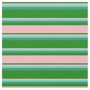 Tecido Verde, Rosa claro, Turquesa e Padrão Verde do Mar