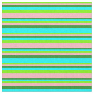 Tecido Verde, Rosa claro, Verde Florestal e Linhas Aqua