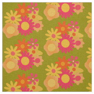 tecido verde-rosa para vintage do modelo floral