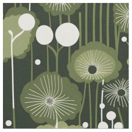 Tecido Verde-sábio floral sobre fundo escuro
