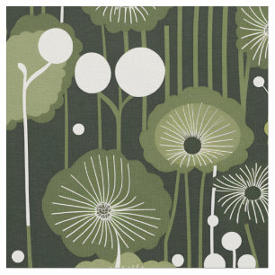 Tecido Verde-sábio floral sobre fundo escuro
