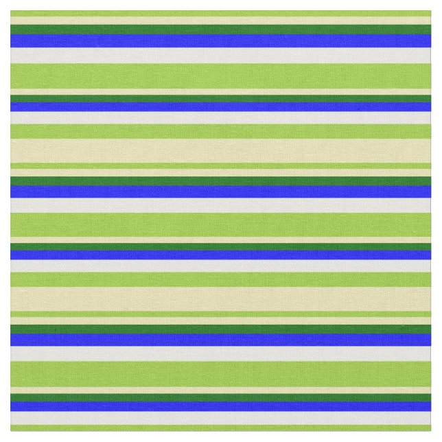 Tecido Verde, Tano, Verde Escuro, Azul e Linhas Brancas (Detalhe)