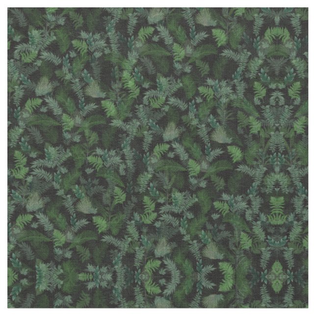 Tecido Verde tropical moderno Folhagem verde-negra (Detalhe)