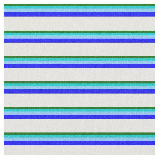 Tecido Verde, Turquesa, Azul Claro, Azul e Branco (Detalhe)