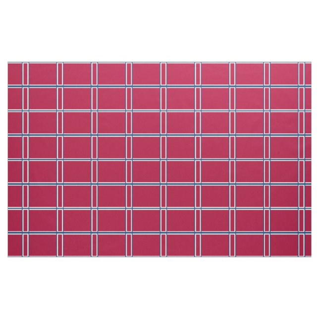 Tecido Verificação branca e azul vermelha do Windowpane (Jarda)