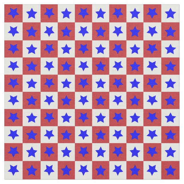 Tecido Verificação de estrelas em vermelho, branco e azul (Detalhe)