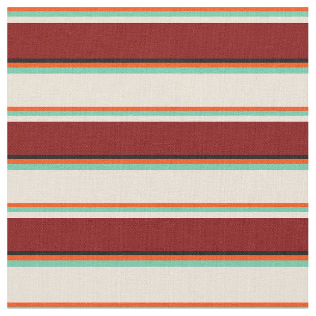 Tecido Vermelho, Aquamarino, Bisque, Marrom e Preto (Detalhe)