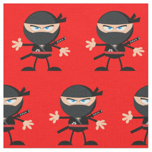 Tecido Vermelho brilhante com Ninjas