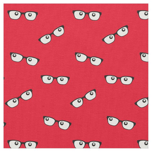 Tecido Vermelho com Olhos e Óculos Impressão (Detalhe)