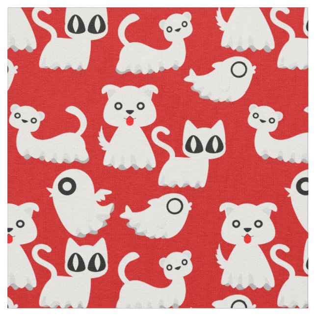 Tecido vermelho de cachorro-furão-fantasma de halloween (Detalhe)