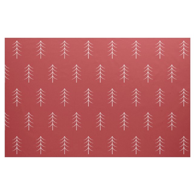 Tecido Vermelho de Padrão de Árvore de Pinheiros B (Fat Quarter)