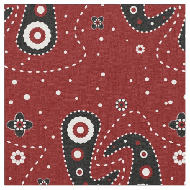 Tecido Vermelho de Paisley Ocidental (Detalhe)