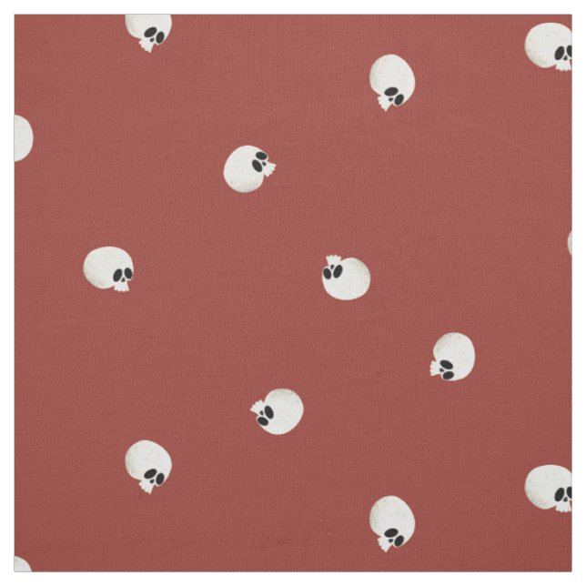 Tecido Vermelho de pontos do crânio de Kawaii, bonito e a (Modelo)