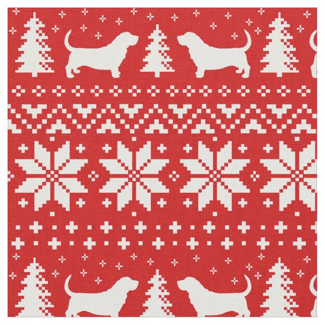 Tecido Vermelho do teste padrão do Natal das silhuetas de (Detalhe)
