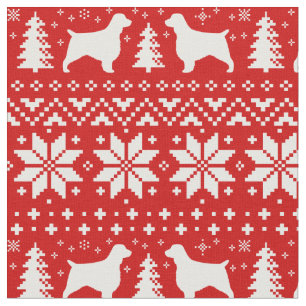 Tecido Vermelho do teste padrão do Natal dos Spaniels de