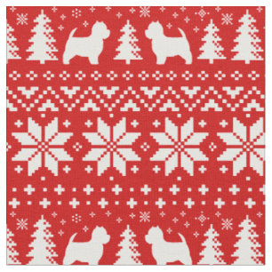 Tecido Vermelho do teste padrão do Natal dos terrier