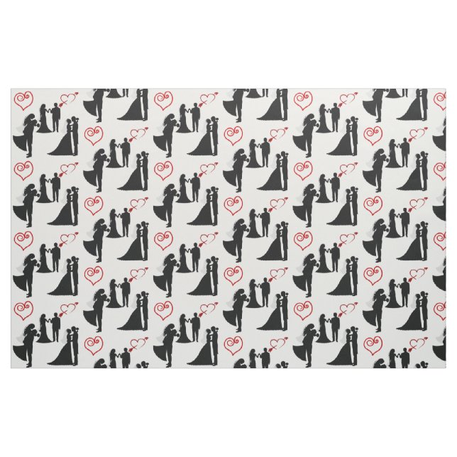 Tecido vermelho dos corações dos noivos da (Fat Quarter)