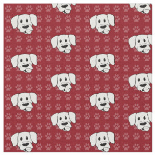 Tecido vermelho dos pawprints de Labrador dos