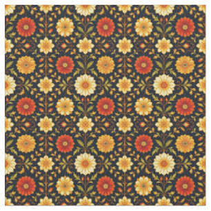 Tecido Vermelho Escarlate e Floral Creme