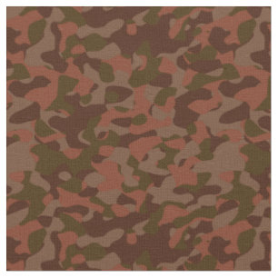 Tecido Vermelho escuro, salmão e camuflagem oliva abstrat