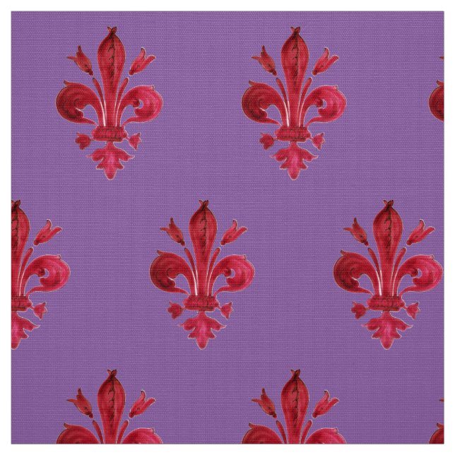 Tecido VERMELHO FLEUR DE LIS NO PADRÃO Floral (Modelo)