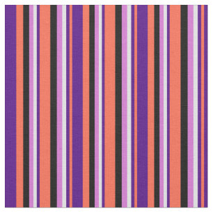 Tecido Vermelho, Indigo, Lavanda, Orquídea e Linhas Preta