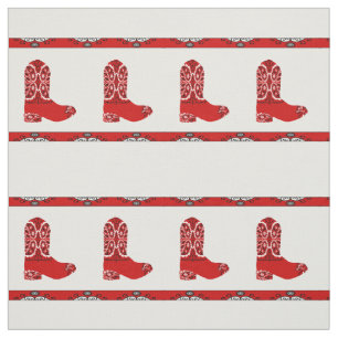 Tecido vermelho ocidental da bota de vaqueiro do