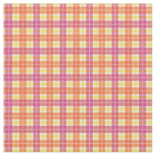 Tecido Vermelho, Rosa e Amarelo Xadrez Arco-íris de Ver