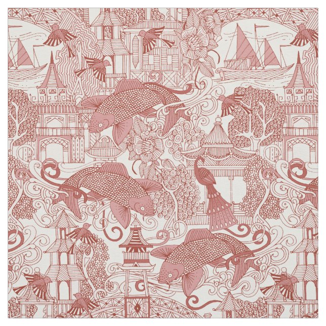 Tecido vermelho toile do chinoiserie (Modelo)