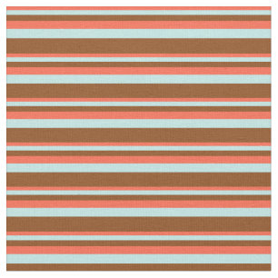 Tecido Vermelho, Turquesa e Linhas Marrons