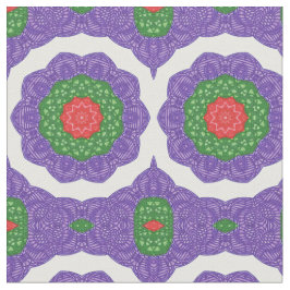 Tecido Vermelho Verde Roxo Branco Caleidoscópio Natal