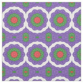 Tecido Vermelho Verde Roxo Branco Caleidoscópio Natal