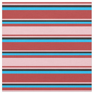 Tecido Vermelhos, Rosa, Pretos e Céu Profundo, Blue Strip