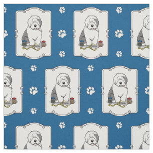 Tecido Veterinarian Old English Sheepdog Cinza 1 Cute Vet