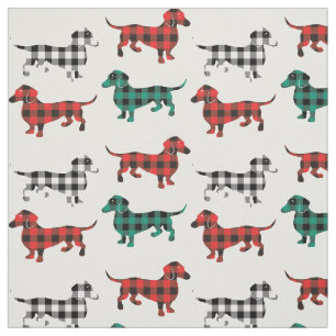 Tecido Vida do país dos Dachshunds da xadrez do búfalo
