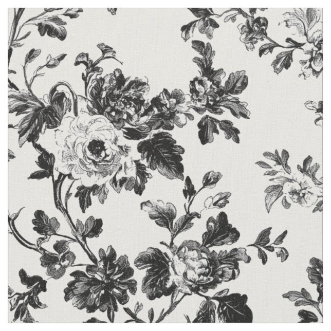 Tecido Vide Floral Preto e Branco (Detalhe)