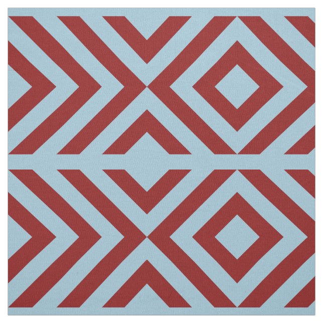 Tecido Vigas vermelhas e azuis e diamantes geométricos (Modelo)