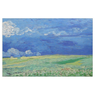 Tecido Vincent van Gogh - Campos de rodas sob as nuvens d