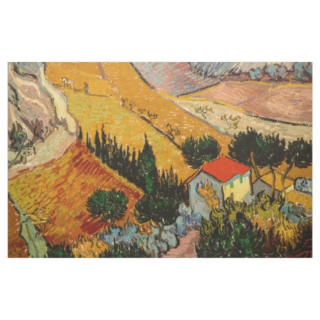 Tecido Vincent van Gogh - Paisagem, Casa e Plowman (Jarda)