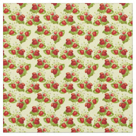 Tecido vindima cottagecore morangos amarelo morango