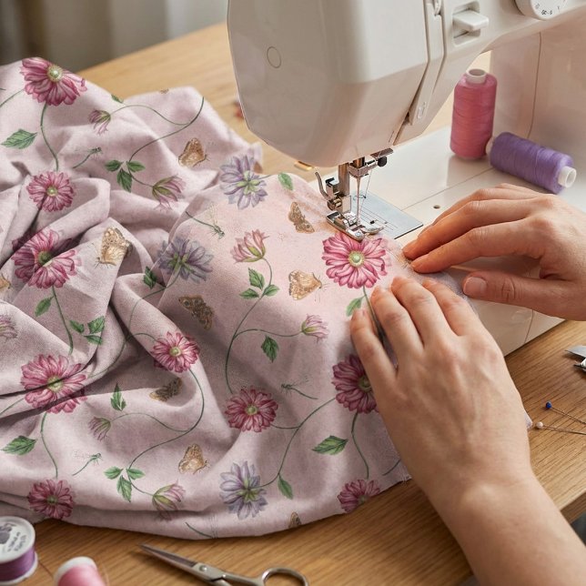 Tecido Vinha Floral Rosa e Púrpura (Criador carregado)